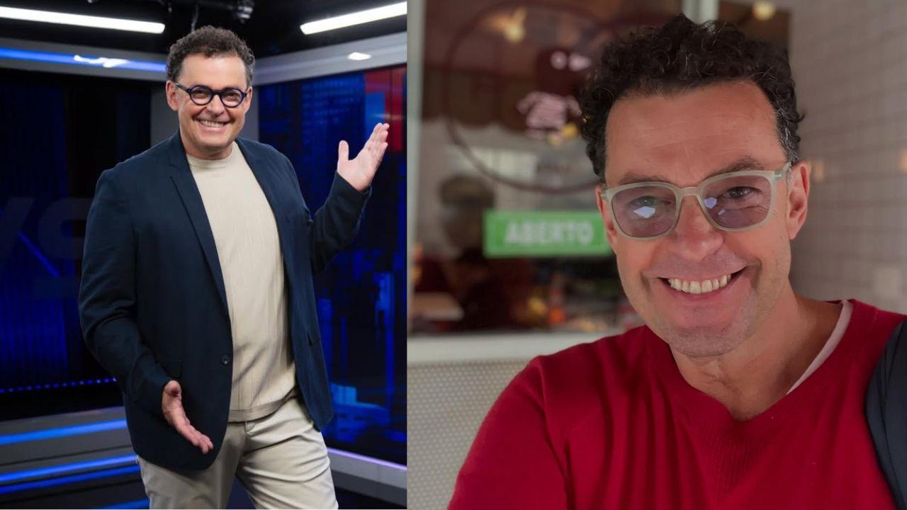 Homem branco, cabelo grisalho e cacheado, com óculos redondo.