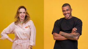 Montagem de fotos; à esquerda, Ana Paula Renault; à direita, Matheus