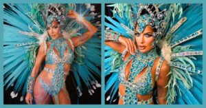 Carla Prata com figurino de carnaval