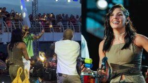 Durante cruzeiro “Férias com a Boiadeira”, cantora ouviu música do ex e reação nas redes chamou atenção dos fãs