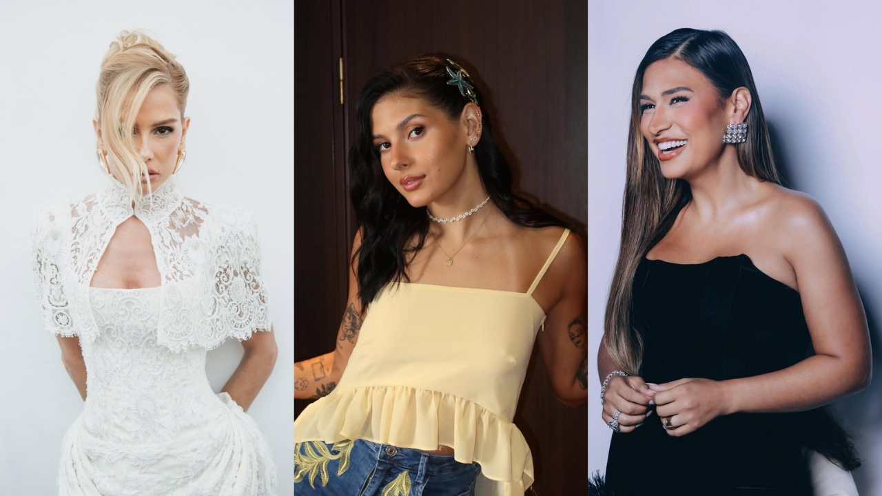 Montagem de fotos; Primeiro, Deborah Secco; segundo, Ana Castela; terceiro, Simone Mendes