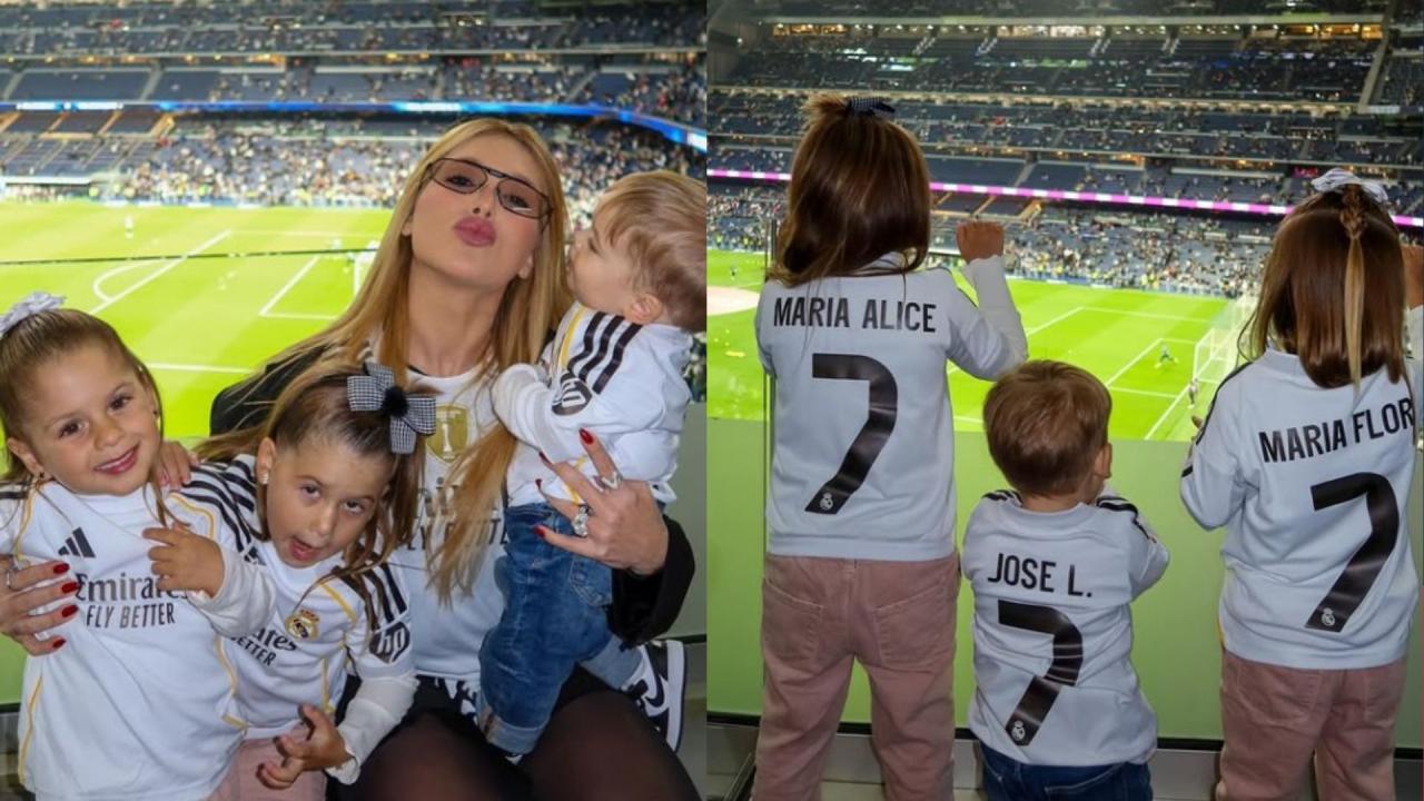 Virginia Fonseca levou os filhos para ver jogo de Vini Jr.
