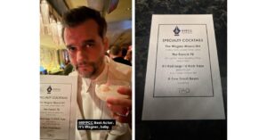 Wagner Moura experimentando o drink que leva seu nome