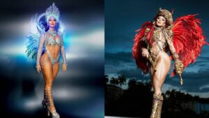 Montagem de duas fotos, à esquerda, Paolla Oliveira; à direita, Viviane Araújo