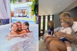 Zé Felipe ao lado dos filhos em momentos familiares