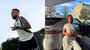 Montagem de duas fotos; À esquerda, Neymar; à direita, Pauline Tantot