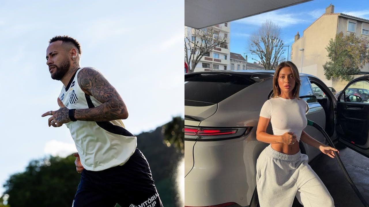 Montagem de duas fotos; À esquerda, Neymar; à direita, Pauline Tantot