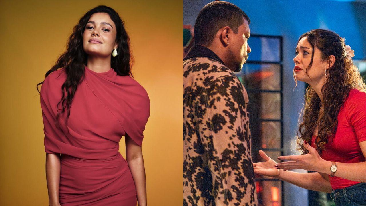 Montagem de duas fotos. À esquerda, Sophie Charlotte; à direita, ela e Xamã em Três Graças