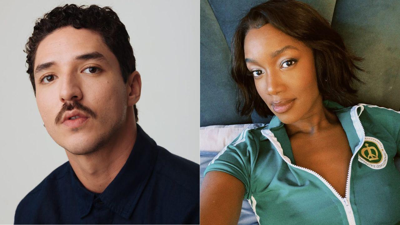 Montagem de duas fotos. João Vitor Silva e Iza, homem branco e mulher negra.