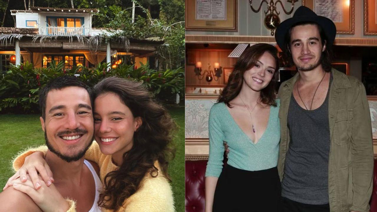 Montagem de duas fotos. Tiago Iorc com Duda Rodrigues e Isabella Drummond.