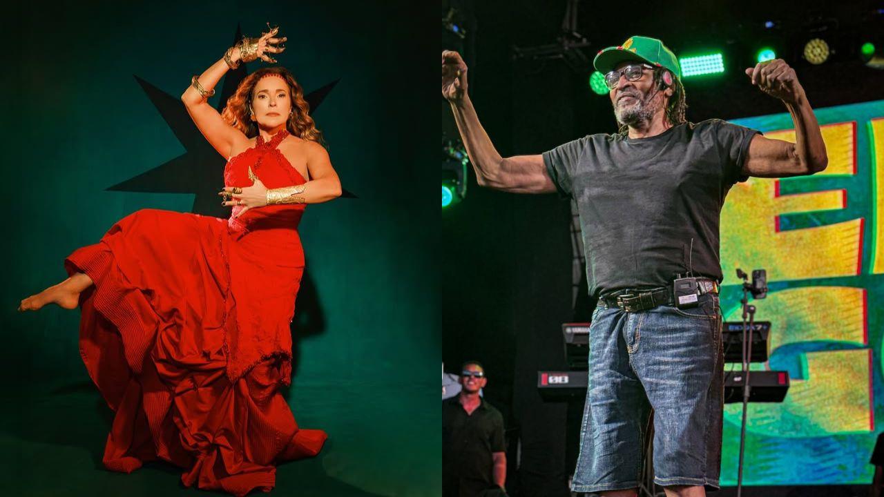 Montagem de duas fotos. À esquerda, Daniela Mercury. À direita, Edson Gomes