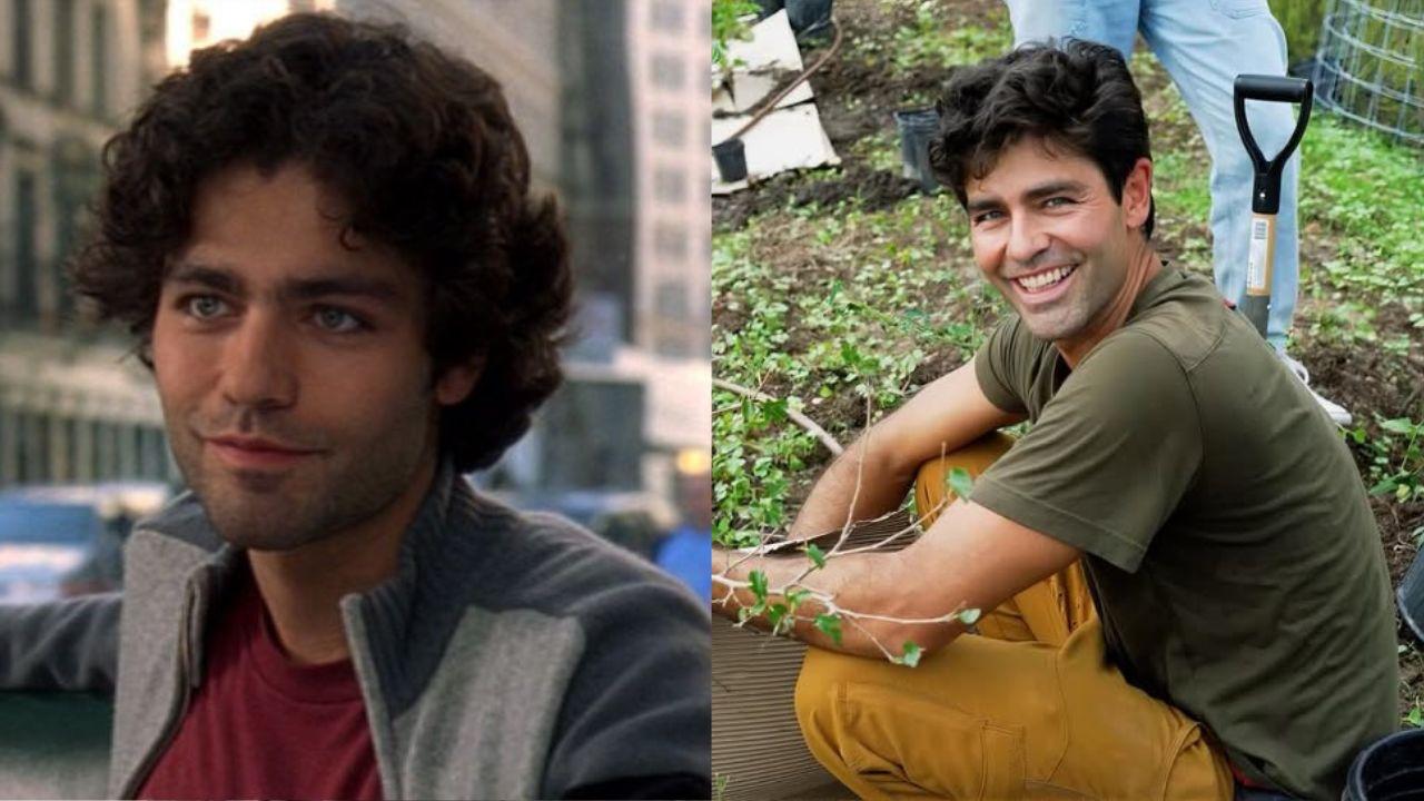 O ator Adrian Grenier. Homem branco, cabelo castanho cacheado curto com jaqueta verde.