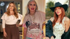 Montagem de três fotos. As famosas Leandra Leal, Astrid Fontenelle e Giovana Ewbank.