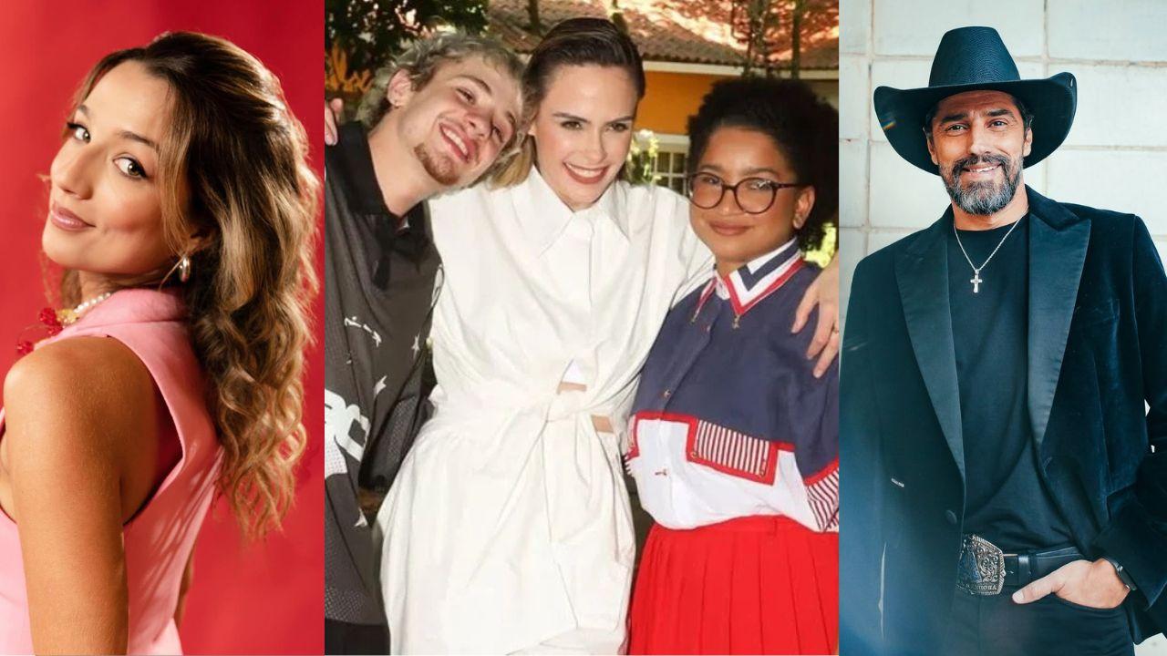 Montagem de três fotos. Pessoas do BBB, Samira, Ana Paula, Juliano Floss, Milena e Cowboy.
