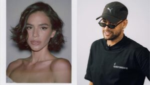 Montagem de duas fotos. Bruna Marquezine e Neymar.