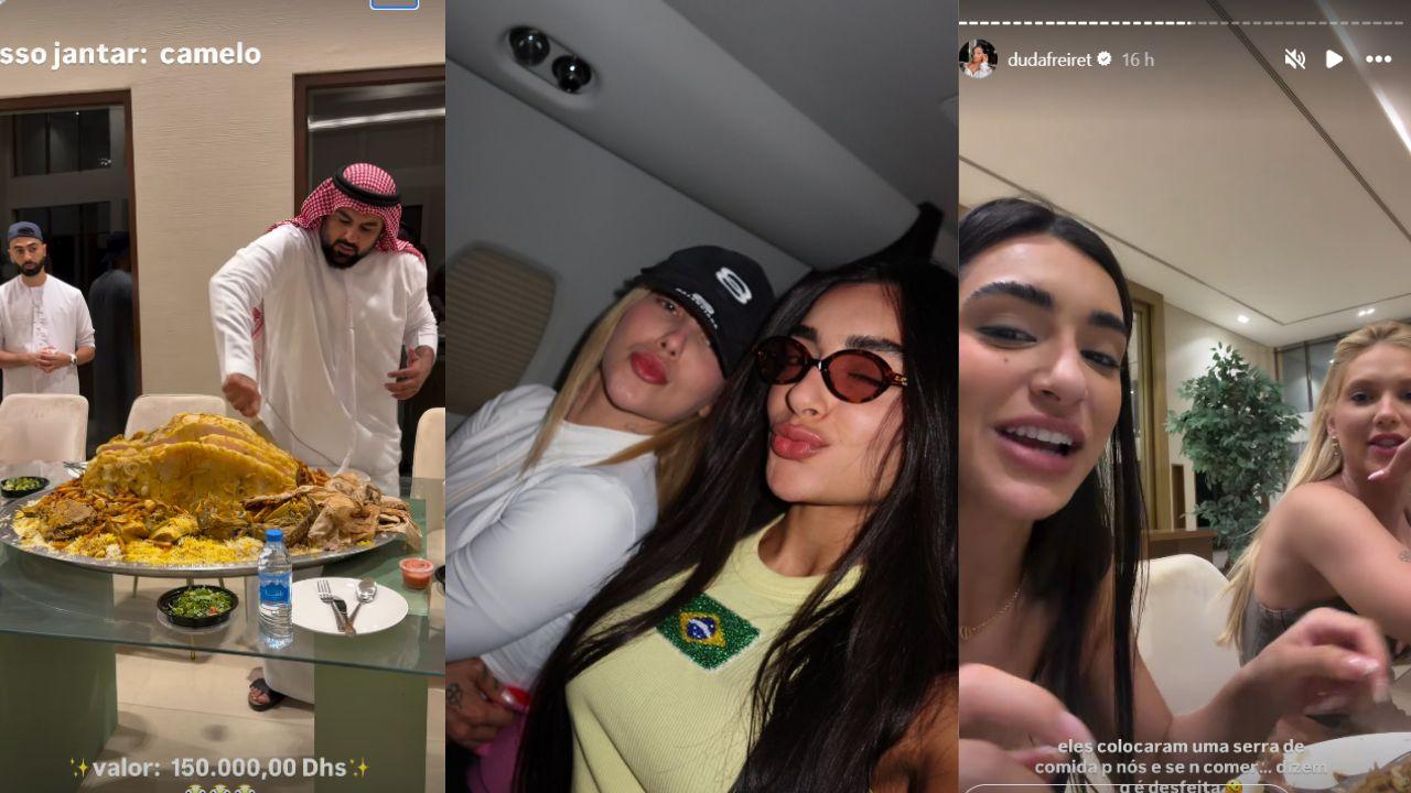 Três fotos da Virginia com a amiga Duda Freire.