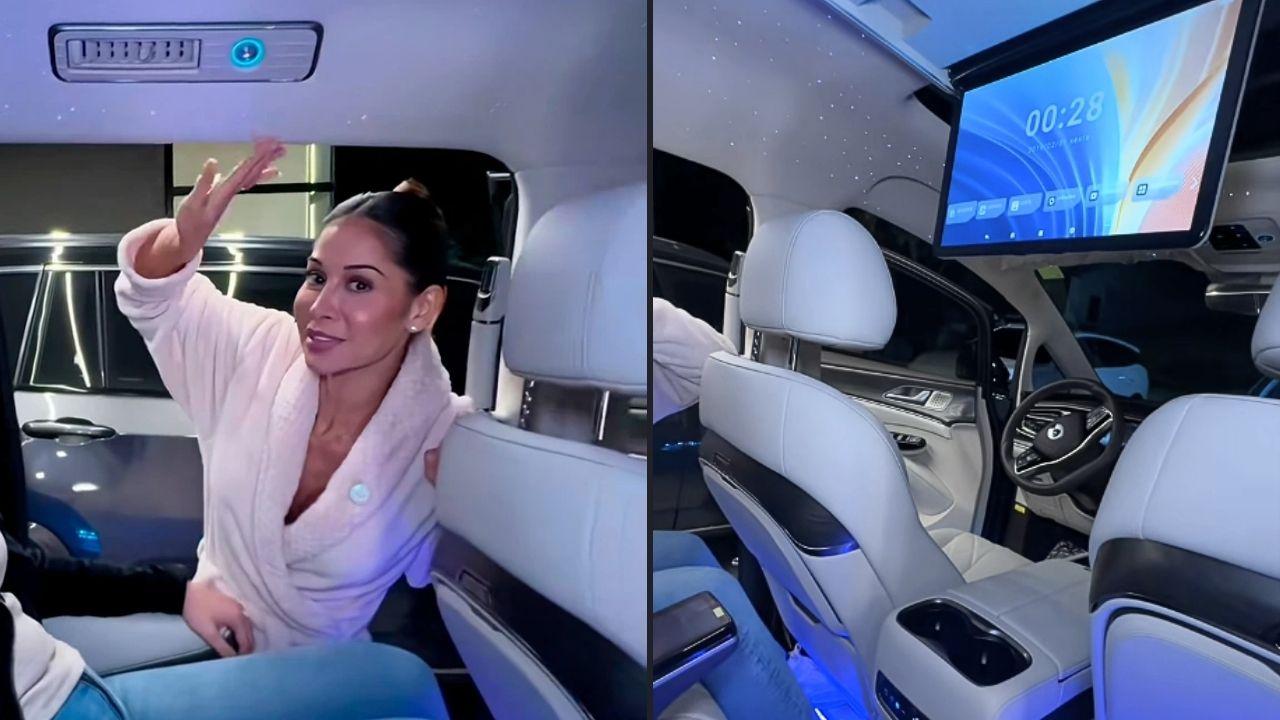 Teto estrelado e geladeira: Maíra Cardi exibe novo carro com itens de luxo
