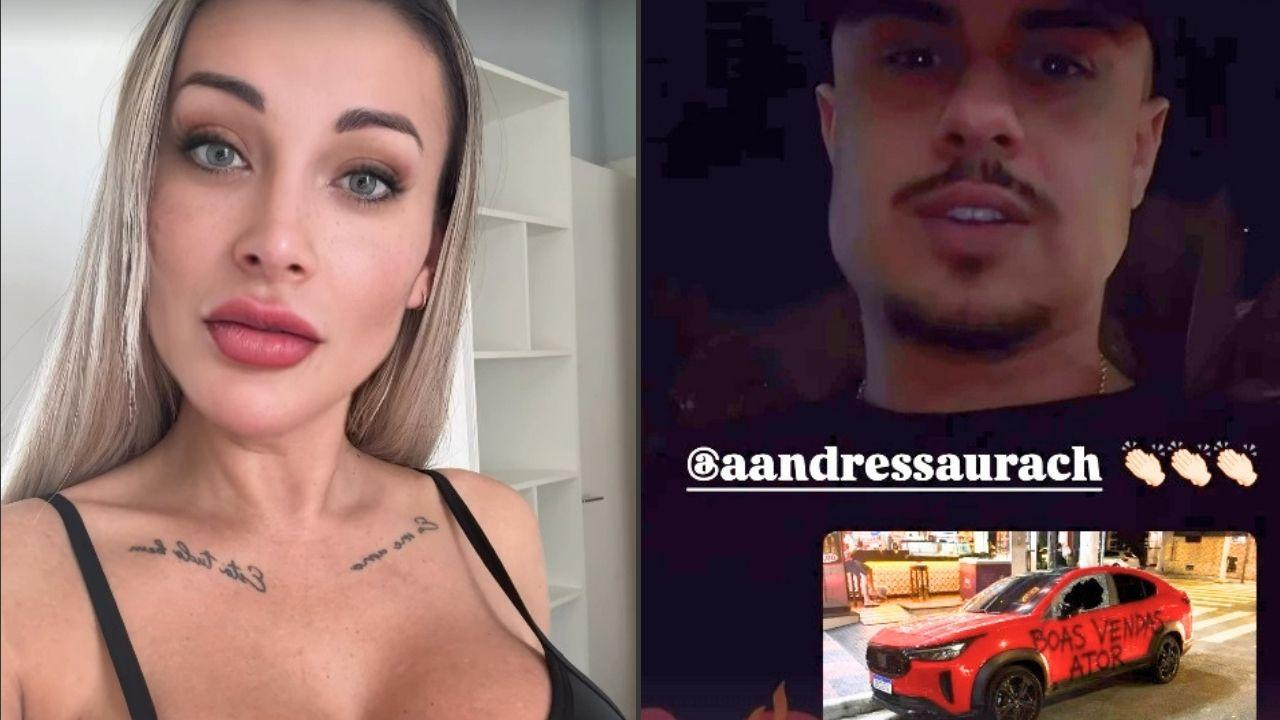 'Quebrei mesmo!': Andressa Urach destrói carro de ex-marido após término