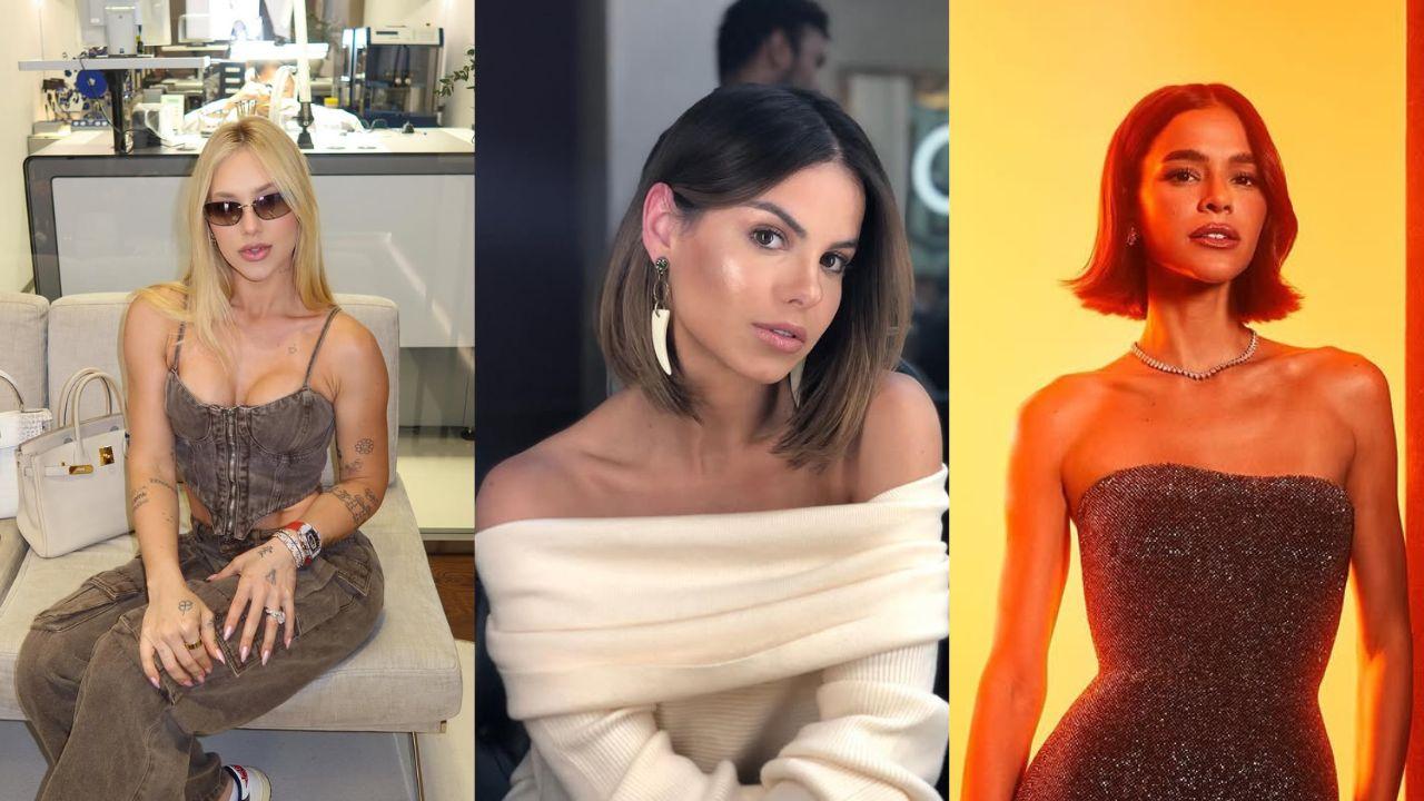 Montagem de três fotos. Da esquerda para a direita: Virginia, Sthefany Brito e Bruna Marquezine