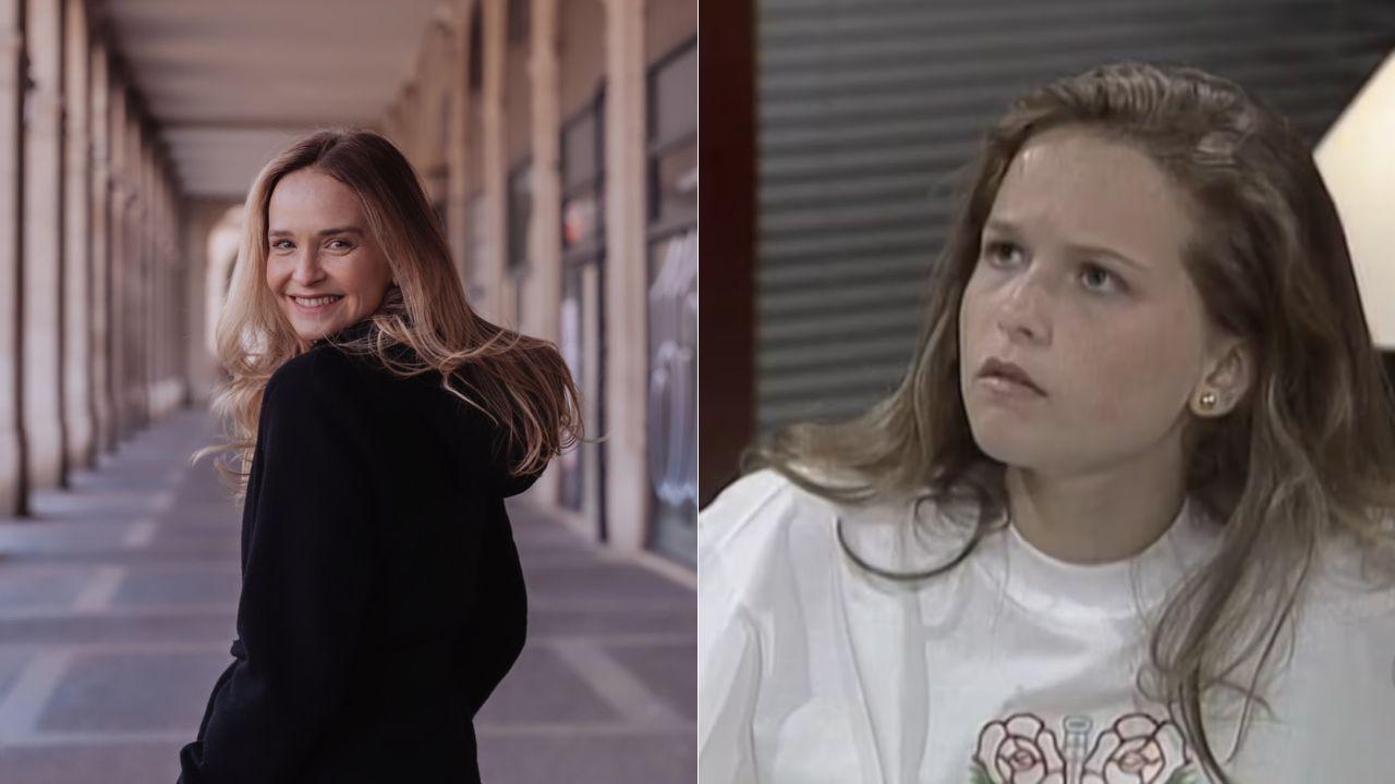 Montagem de duas fotos de Fernanda Rodrigues, atriz que interpretou Bia em A Viagem