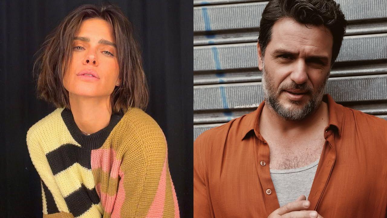 Montagem de duas fotos. À esquerda, Carolina Dieckmann; à direita, Rodrigo Lombardi