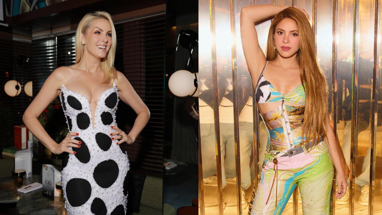 Montagem de duas fotos da Ana Hickmann e Shakira.