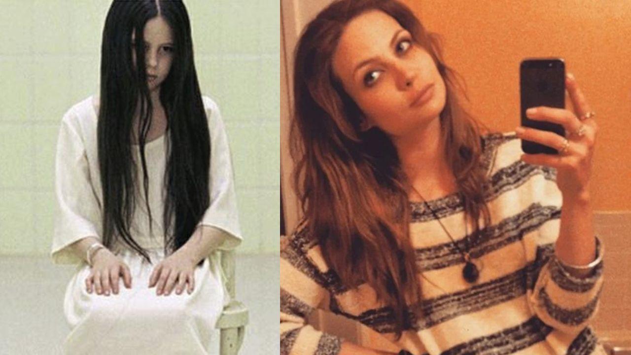 Montagem de duas fotos da atriz da Samara no filme e atualmente antes da sua morte.