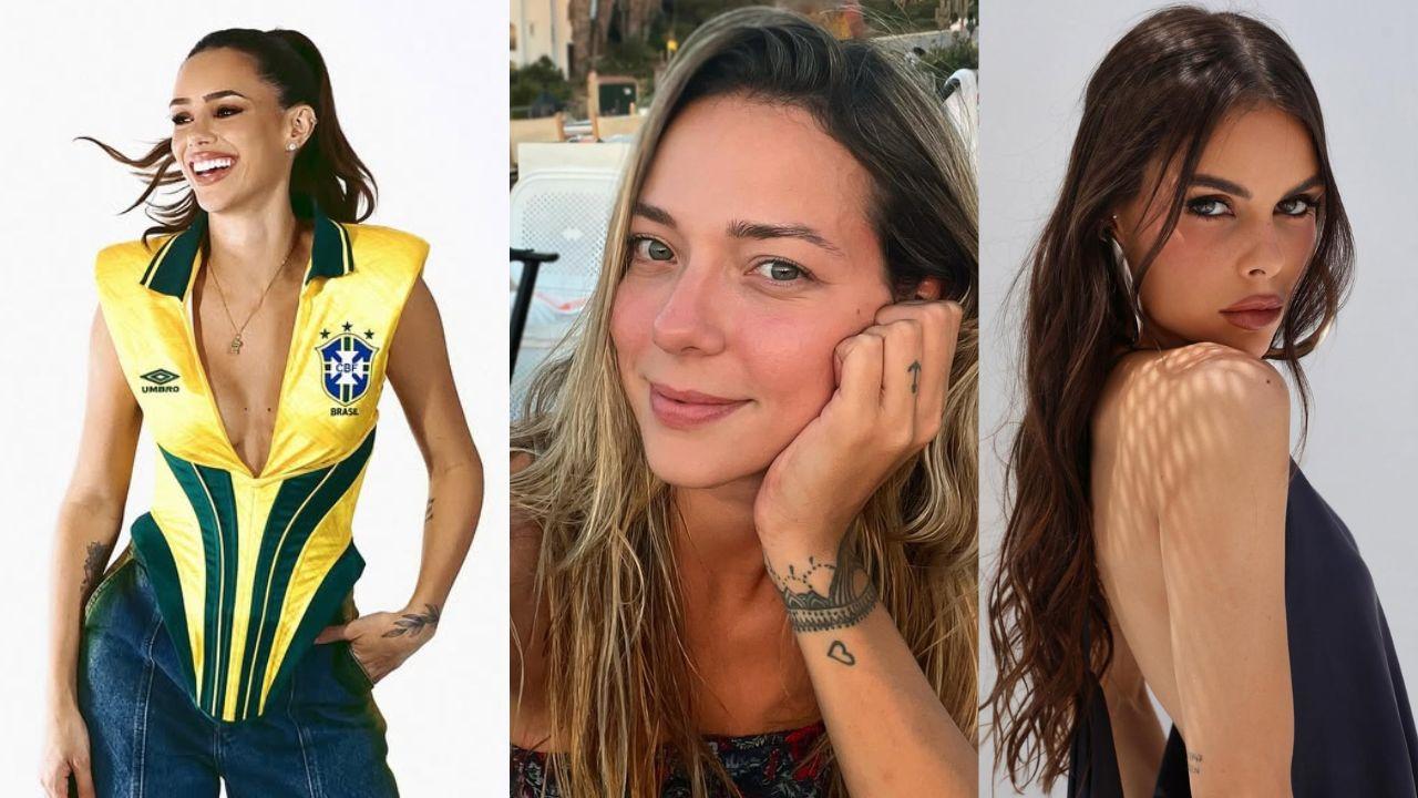 Montagem de três fotos das mães dos filhos de Neymar. Bruna, Carol e Amanda.