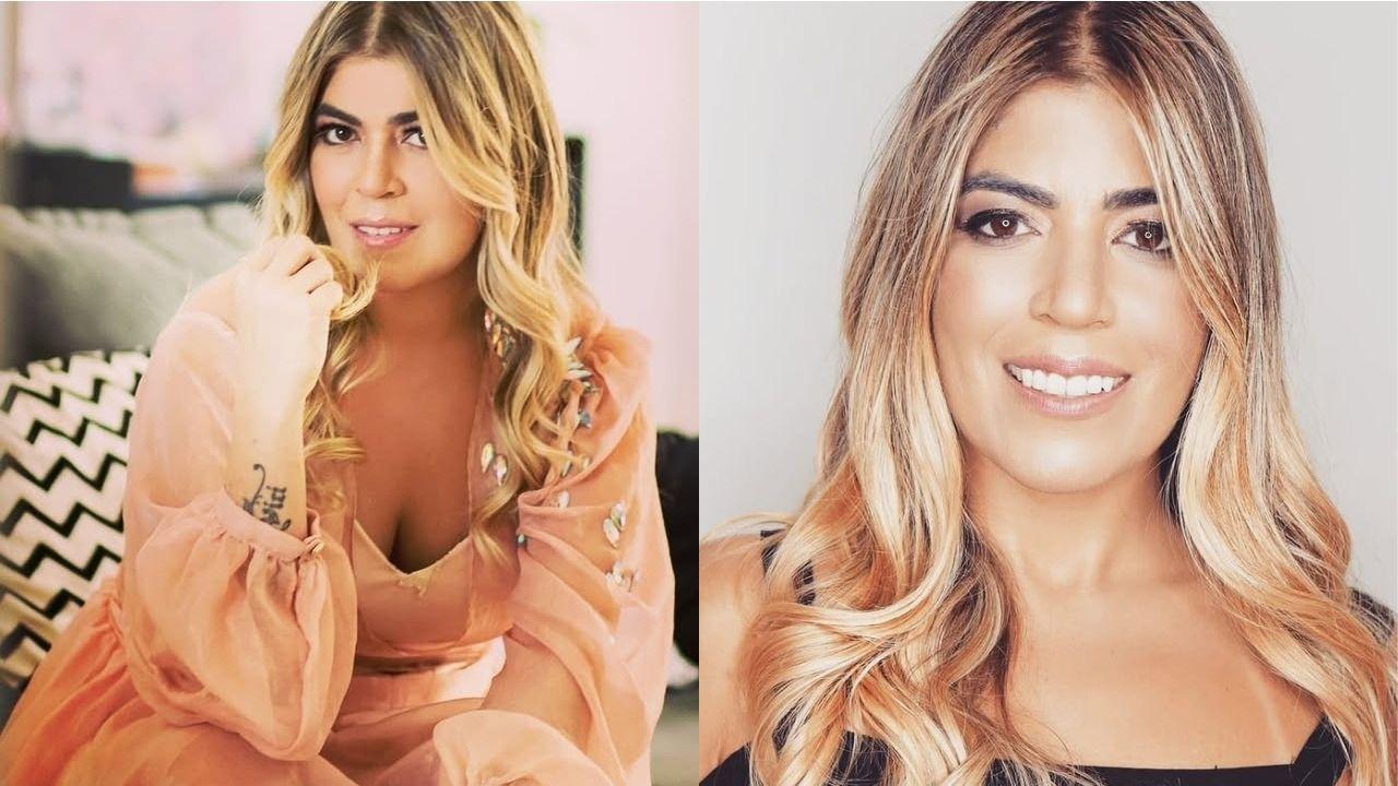 Montagem de duas fotos da Bruna Surfistinha. Mulher branca, cabelo loiro curto.