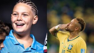 Neymar e seu filho Davi Lucca
