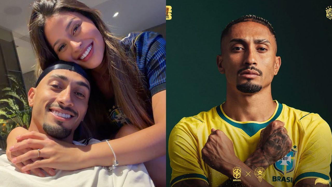 Raphinha e Natalia Bellioli, sua esposa