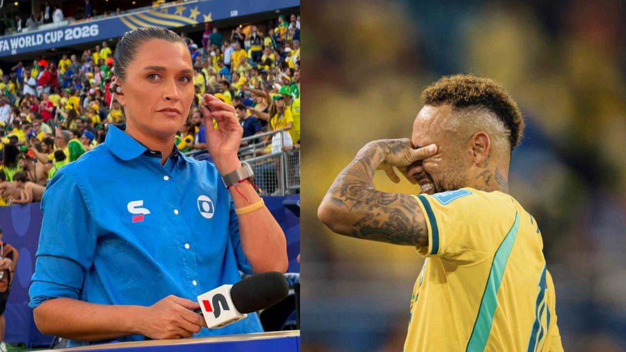 Montagem de duas fotos mostrando a Ana Thais Matos e o Neymar.