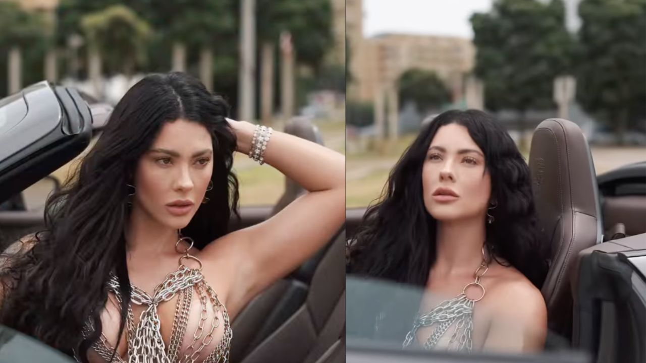 Rayane Figliuzzi apostou em uma blusa vazada feita de correntes durante um ensaio fotográfico. Foto: Reprodução/Instagram