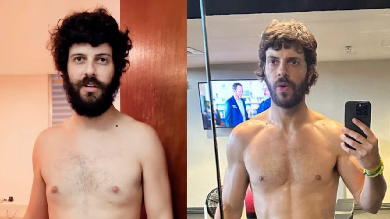Diogo Defante mostrou o antes e depois da transformação física nas redes sociais